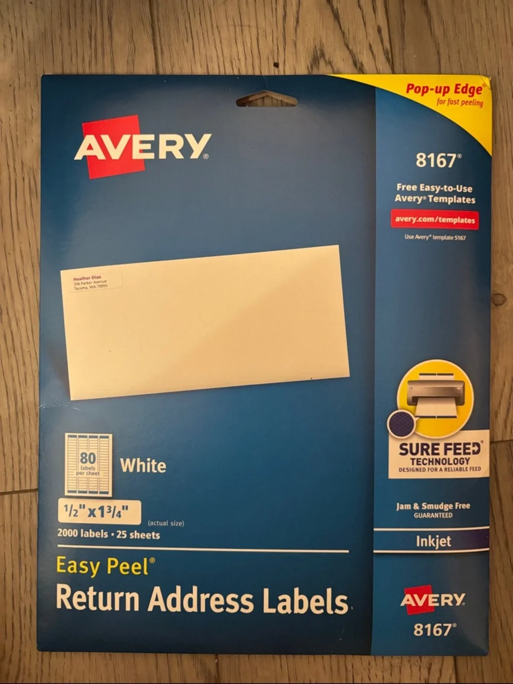 Avery White Return Address Labels - Blue Packaging (2000 labels/25 sheets)
